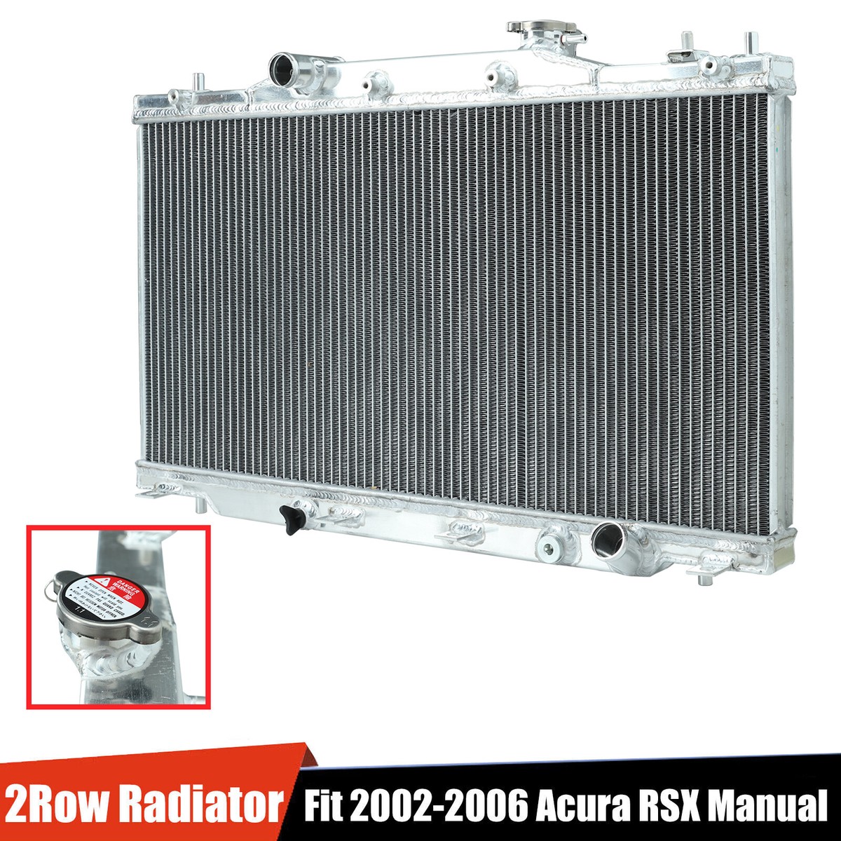 WRCRAD 2-Row Aluminum Racing Radiator For 2002-2006 Acura RSX & Honda Integra DC5
