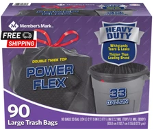 Member's Mark 33-Gallon Power-Guard Drawstring Trash Bags (90 ct.)