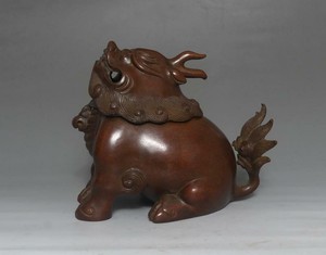 Qianlong Signed Old Chinese Bronze Incense Burner With Kylin