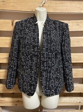 NINE WEST Womens New Black White Open Blazer Dress Coat 12 Large KG Business