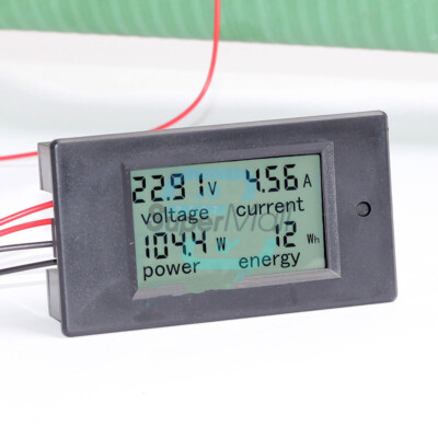 20-100A LCD Voltage Watt Current Kwh Power Energy Combo Meter Ammeter DC6.5~100V