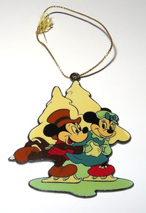 Vintage Disney Ornament Mickey and Minnie Mouse Ice Skating