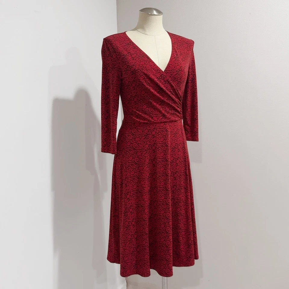 Vestido midi envolvente sintético manga 3/4 estampado multicolor Max & Cleo para mujer talla SP Foto 2 de 4