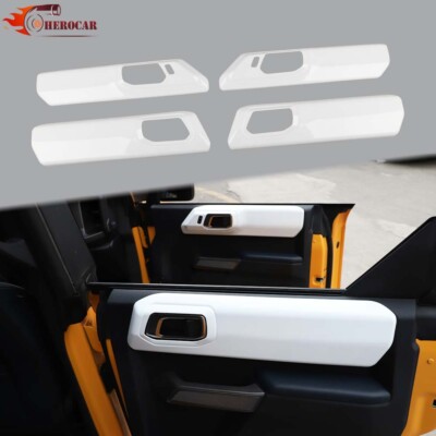 4pcs Inner White Door Handle Decor Trim Covers For Ford Bronco 2021+ Accessories