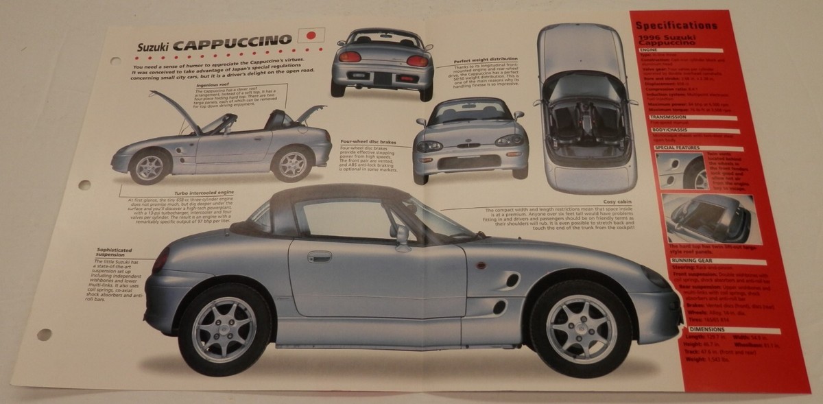 Suzuki Cappuccino 1991-1996 Kei Car Sports Car Spec Sheet IMP HOT