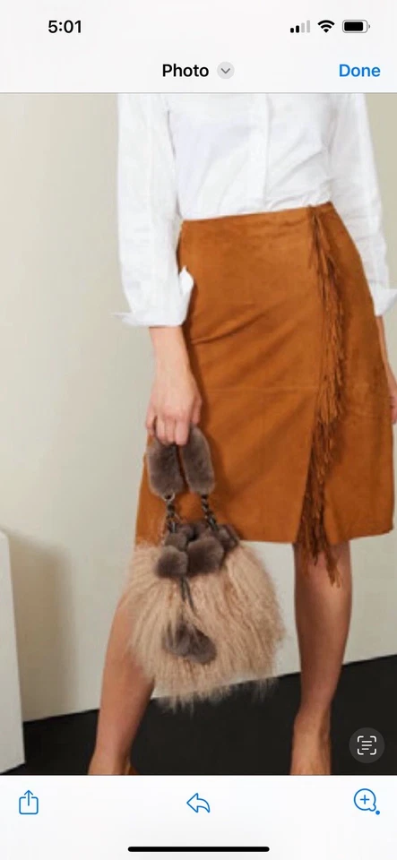 Falda con flecos 100 % gamuza rústica colección Etcetera talla 8, 3 talla 12 nueva con etiquetas $589 Foto 2 de 4