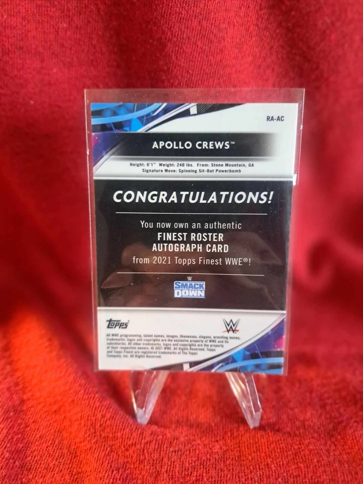 2021 Topps Finest WWE Roster Autographs  APOLLO CREWS #RA-AC Auto - Image 2 of 2