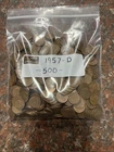 500 + Wheat Pennies Coin Bag 1957 Denver With Free Shipping!
