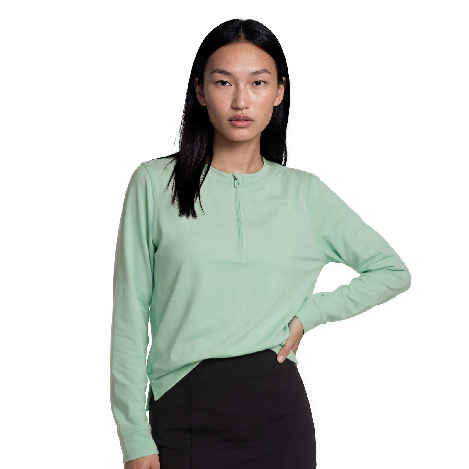 Lululemon Long Sleeve Top Women's Size 6 Mint Green Thumbhole Back Zip