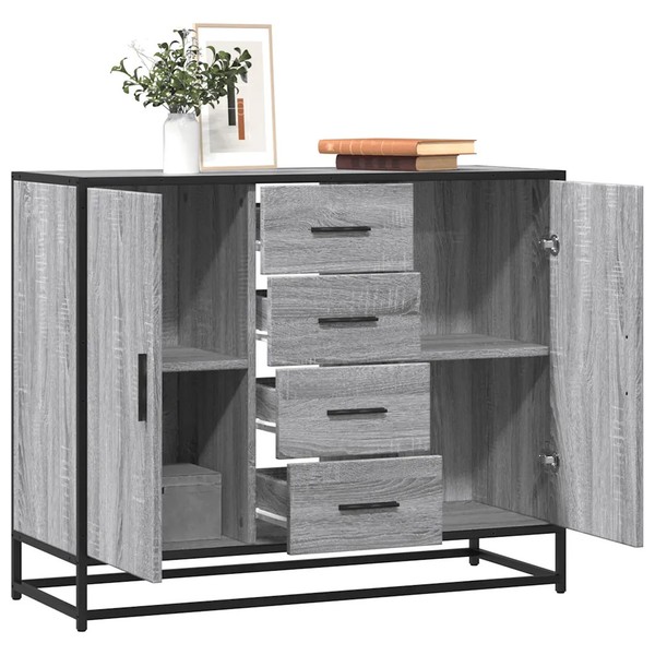 Sideboard In Sonoma-Eiche Grau 92X35X76 Cm Aus Holzwerkstoff-image