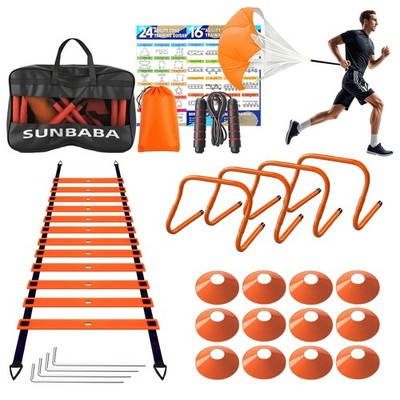 Agility Ladder Speed Training Equipment Set with 20ft Agility Ladder,4 Hurdle...