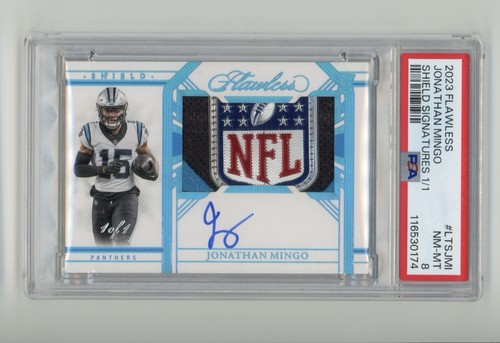 Jonathan Mingo 2021 Flawless NFL Shield Signatures Patch Auto 1/1 PSA 8