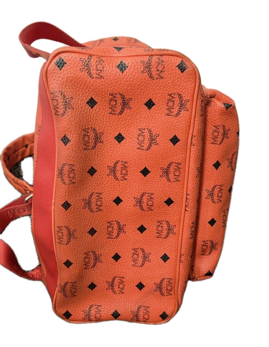 MCM Redish/ Pink Leather FULL Size Studded Backpack w Gold 
