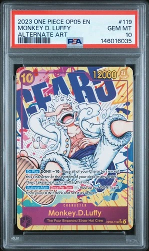 PSA 10 GEM MT One Piece Awakening Of The New Era #OP05-119 Monkey D Luffy Alt