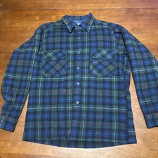 Vintage Pendleton Flannel Shirt Mens Medium Tartan Plaid 100 Virgin Wool USA