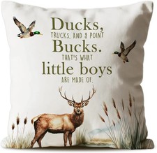 Rustic Mallard Duck Deer Pillow Covers 18X18, Hunting Nursery Decor, Farmhouse B