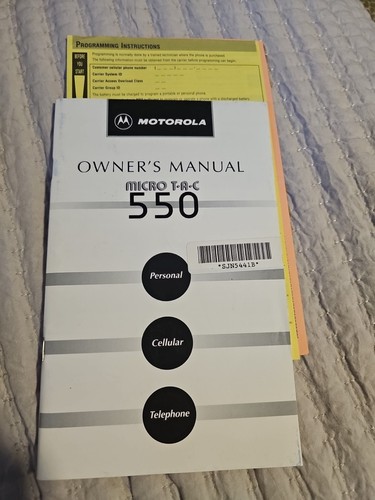 Motorola Micro TAC 550 Cell Phone Owner's Manual and programming instructions