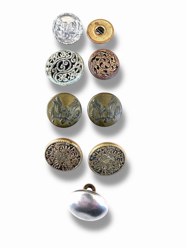 Vintage Metal Buttons, Military Buttons With Metal Shank