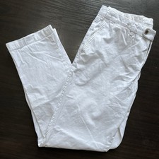 SUITSUPPLY Men's EU 52 Flat Front Trousers Pure Cotton Tapered Chino Pants White