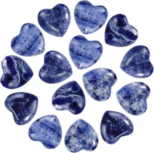 Marrywindix 15 Packs 0.8 Inch Healing Crystal Natural Sodalite Heart Blue-02 