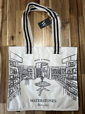 Waterstones Booksellers London Tote Bag White & Black 14x16x5  New - US Seller