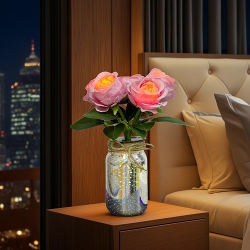Artificial Flowers USB Charge Small Night Light Rose Table Decor Romantic Gifts - Picture 7 of 7