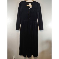 Vintage 90's Velour Black Dress Women's size Small Gothic New Wave Velveteen