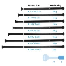 50-410cm Expandable Shower Curtain Tension Rod Rail Clothes Hanging Pole Window