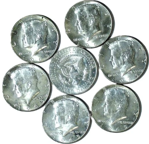 1965 KENNEDY HALF DOLLARS - 40% SILVER - TUBE OF 16 COINS - ALL BU - H$K 037-52