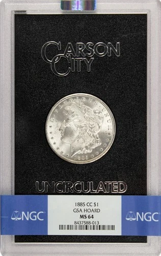 1885 CC Carson City $1 Morgan Silver Dollar NGC MS64 GSA Hoard Key Date Coin