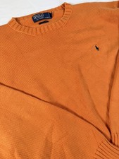 Polo Ralph Lauren Men  s XL Sweater Tight Knit 100 Cotton OrangeY2K Crewneck C34