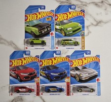 Lot Of 5 Hot Wheels Hondas 1988 CRX 2018 Honda Civic Type R Civic EF 1:64