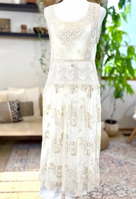Sundance Ivory Lace Sundress Midi Dress Sleeveless Boho Floral Spring 12