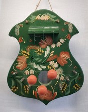 Vintage Rosemale Hand Painted Folk Art 3-String Door Harp Floral Grandma Cottage