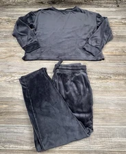 Tranquil & True Grey Velour Pajama Lounge Set Warm Soft & Cozy Women's Large