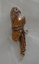 New Goldtone Multi-Faceted Crystal Parrot Pin Brooch Stunning Impressive Piece