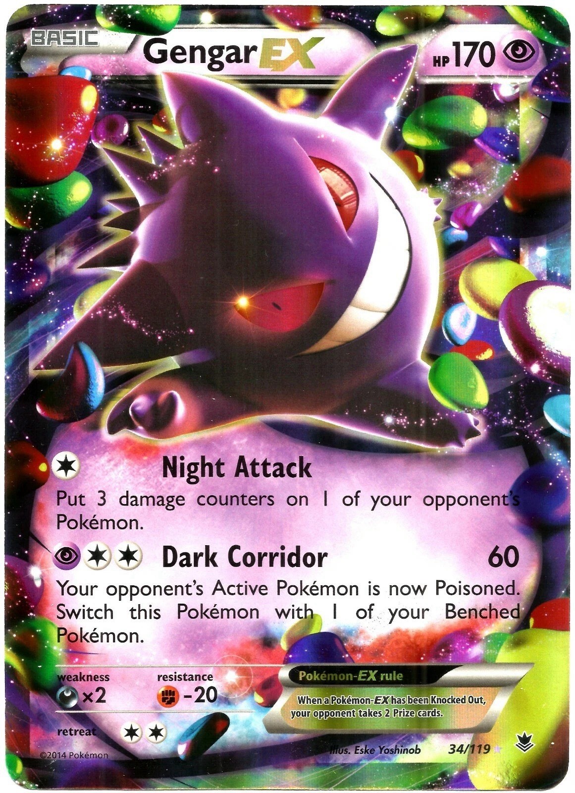 Gengar EX 34/119 Phantom Forces Jumbo/Oversized Promo Holo 2014 NM
