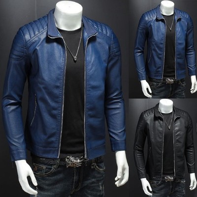 Herbst Oberbekleidung Biker Punk Mantel anwendbar für Männer schwarz Kunstleder