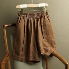 Plus Size Ladies Womens Trousers Elastic Waist cotton Casual Loose Summer Shorts