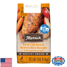 Merrick Healthy Grains Adult Dry Dog Food, Chicken  Brown Rice - 33lb Bag