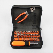 True Value Compact Tool Set 18 Sockets 9 Bits Pliers Orange Case