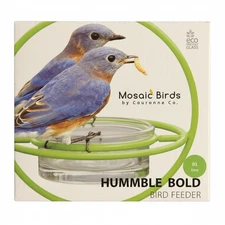 Mosaic Birds Hummble Bold Hanging Bird Feeder Lime Green Glass New In Box