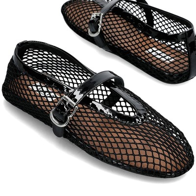 Fishnet Ballerina Flat Shoes 25SS 999 | eBay