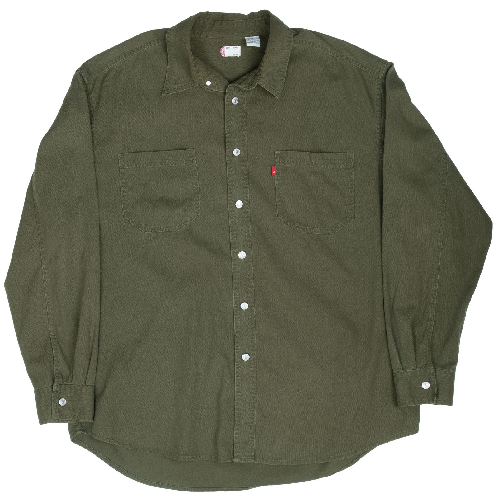 VINTAGE LEVIS POCKET OLIVE GREEN DENIM SHIRT 2000S LARGE