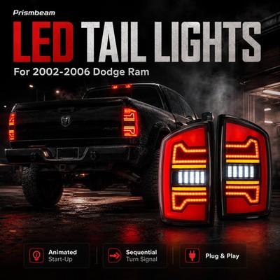 LED Tail Lights For 2002-2006 Dodge Ram 1500 2500 3500 Sequential Turn Signal