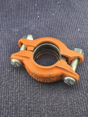 (QTY 3) Slidelok 74FP 1-1/2'' Ductile Iron Orange-Painted Rigid Grooved Couplings