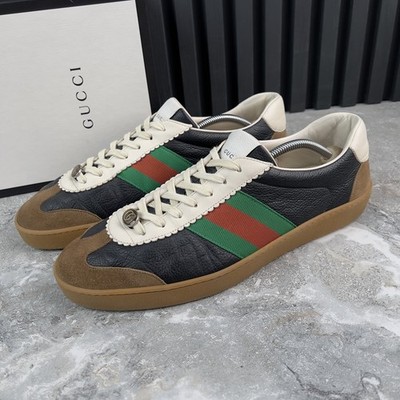 Gucci Web G 74 GG Sneaker Bienen Schwarz Leder 11,5 G oder 12 US oder 45,5 EUR