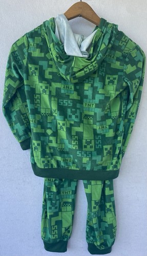 Minecraft Hooded Graphic 2 Piece PJ Set Boys 6/7 Comfort Lounge Nerdy - Picture 4 of 4