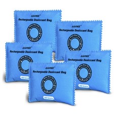 5 Pack Rechargeable Silica Gel Packets, 100g Each-Moisture Absorbers for Stor...