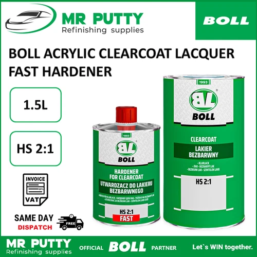 Acrylic Clear Coat Lacquer 2K HS 2:1High Gloss Scratch Resistant 1,5L Kit  BOLL